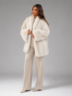 Women's Oversized Faux Fur Coat with Button Front, view 7 of 7