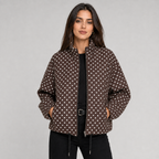 Women's Polka Dot Bomber Jacket with Cropped Zip-Up Fit, view 5 of 9