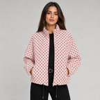 Women's Polka Dot Bomber Jacket with Cropped Zip-Up Fit, view 7 of 9