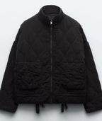 Women's Quilted Funnel Neck Jacket with Patch Pockets, view 8 of 10