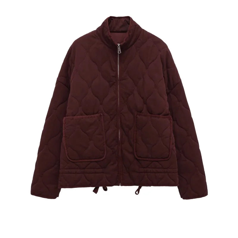 Women's Quilted Funnel Neck Jacket with Patch Pockets, view 10 of 10