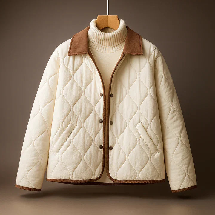 Women's Quilted Jacket with Contrast Collar, view 3 of 4