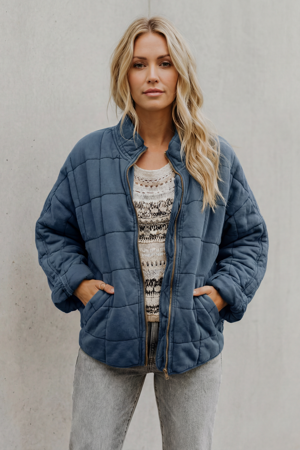 Women's Quilted Jacket with Funnel Neck Design, view 6 of 11