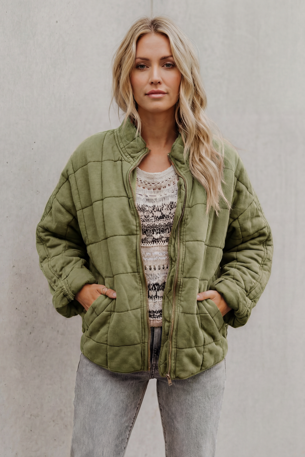 Women's Quilted Jacket with Funnel Neck Design, view 8 of 11