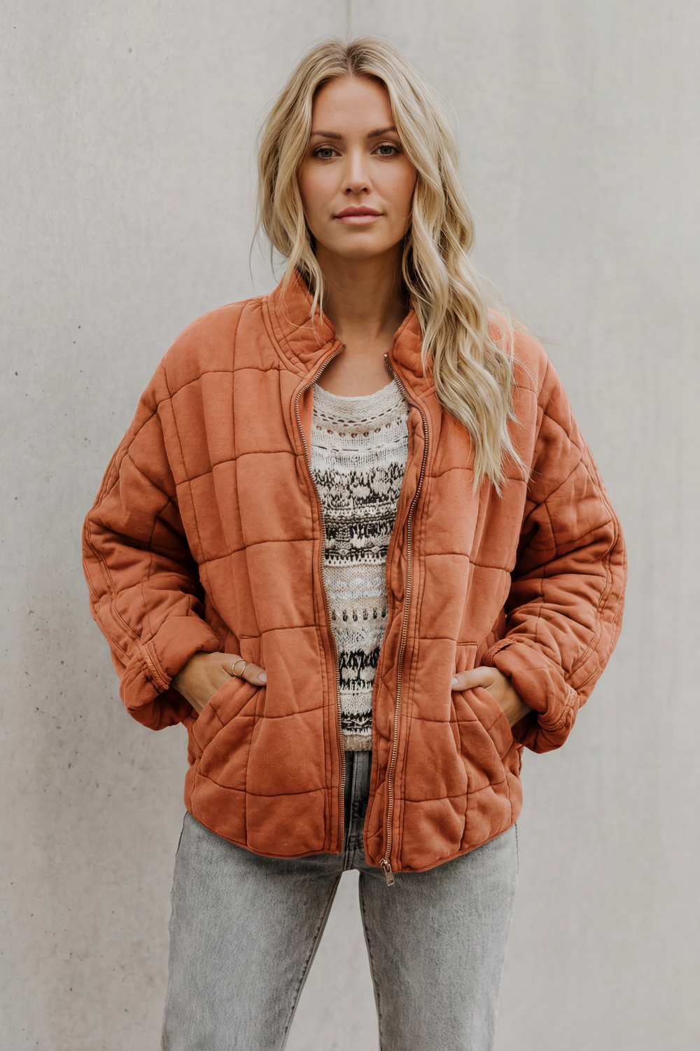 Women's Quilted Jacket with Funnel Neck Design, view 11 of 11