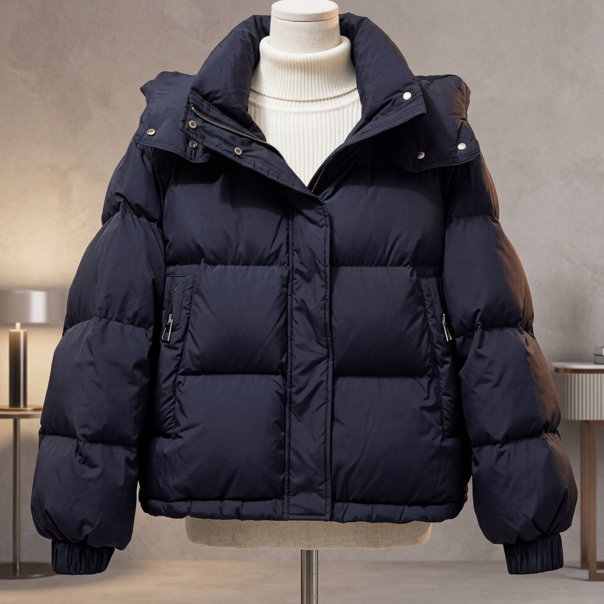 Women's Quilted Puffer Jacket with Hooded Zip Front, view 2 of 4