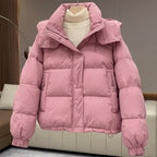 Women's Quilted Puffer Jacket with Hooded Zip Front, view 3 of 4
