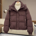 Women's Quilted Puffer Jacket with Hooded Zip Front, view 4 of 4