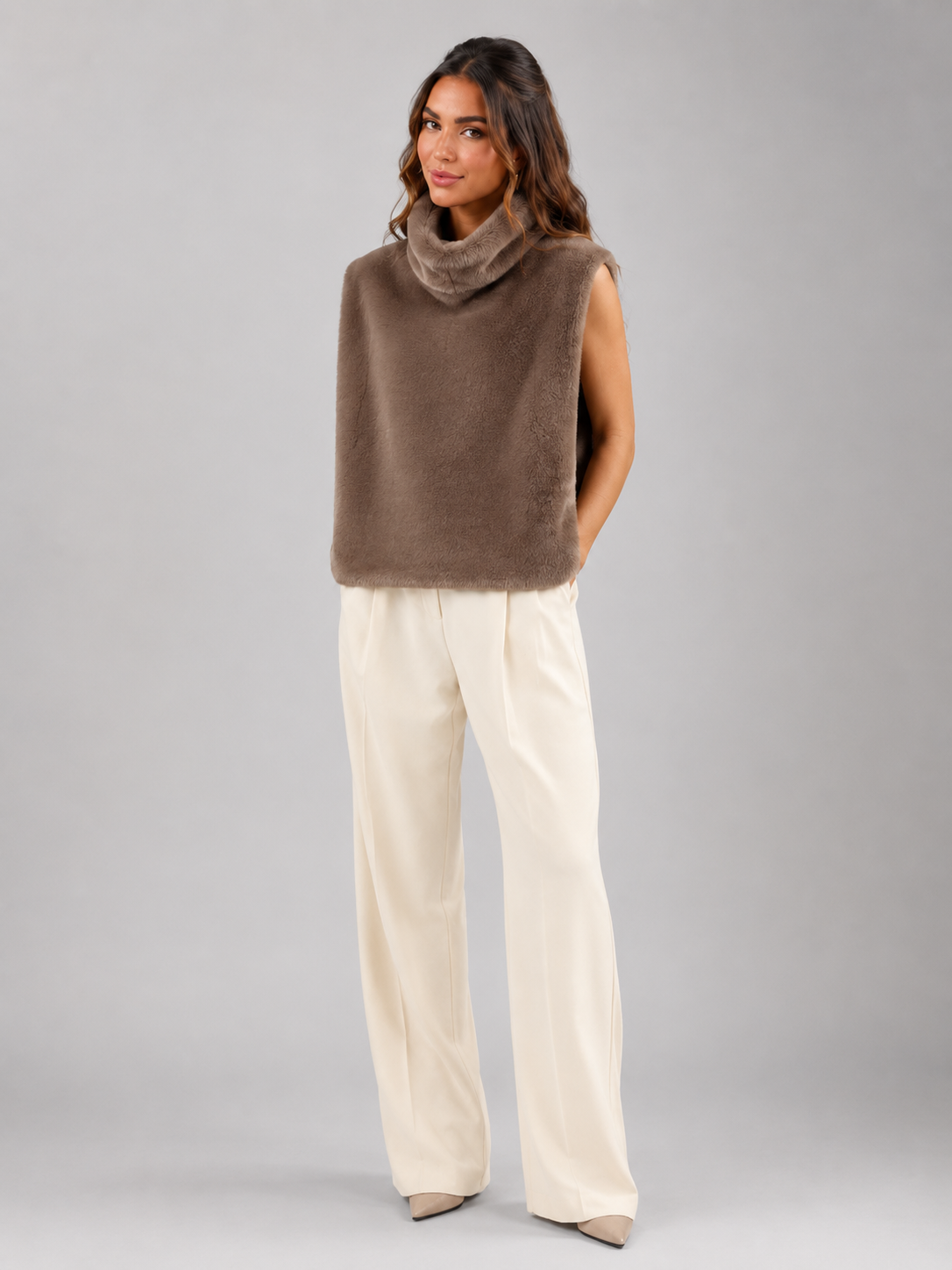 Women's Reversible Faux Fur Vest with Sleeveless Fit, view 9 of 9
