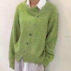 Women's Ribbed Knit Jumper with Off-Center Buttons, view 3 of 7