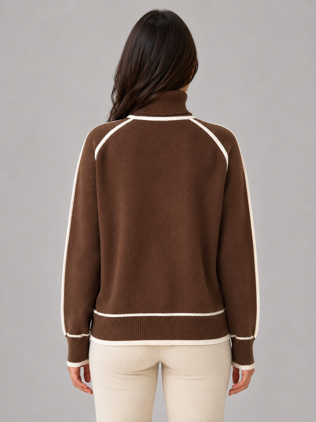 Alternate product view 2 of women's Roll Neck Jumper with relaxed knit long sleeve.