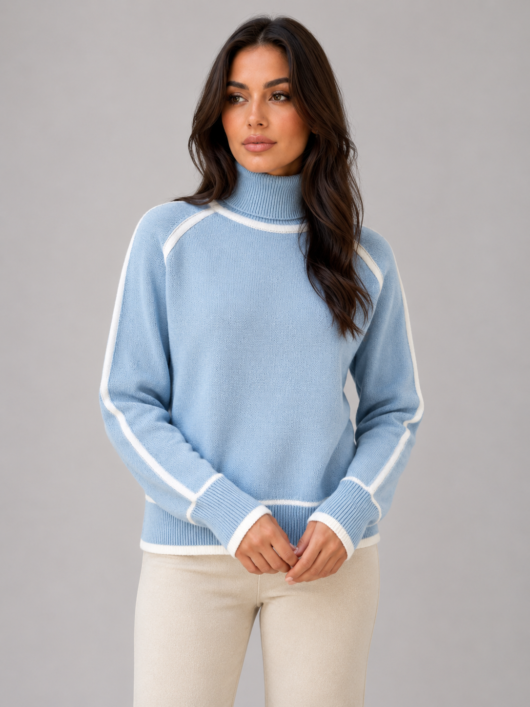 Alternate product view 6 of women's Roll Neck Jumper with relaxed knit long sleeve.