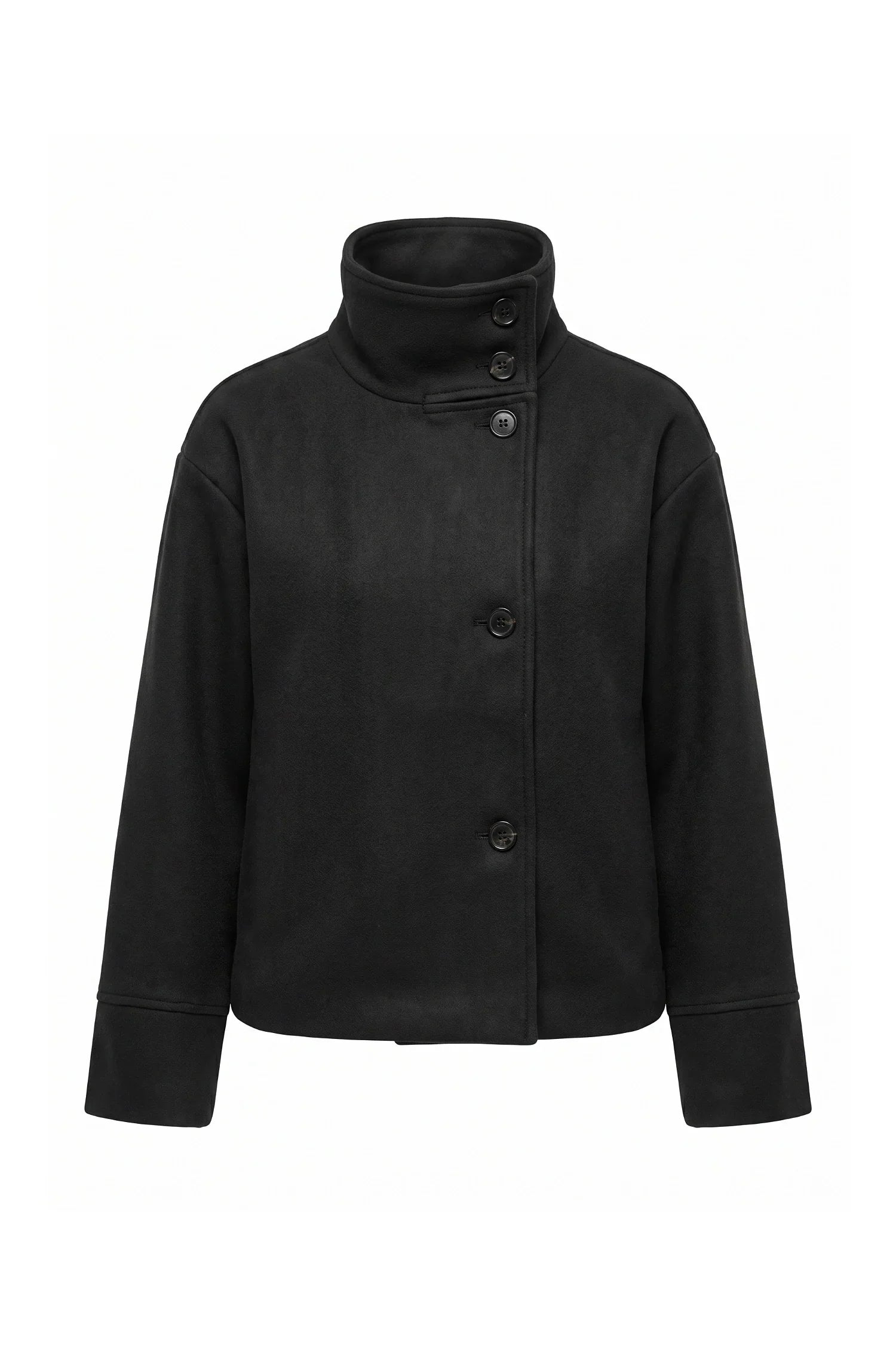 Women's Short Wool Coat with Funnel Neck Design, view 5 of 20