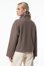 Women's Short Wool Coat with Funnel Neck Design, view 7 of 20