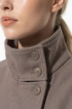 Women's Short Wool Coat with Funnel Neck Design, view 9 of 20