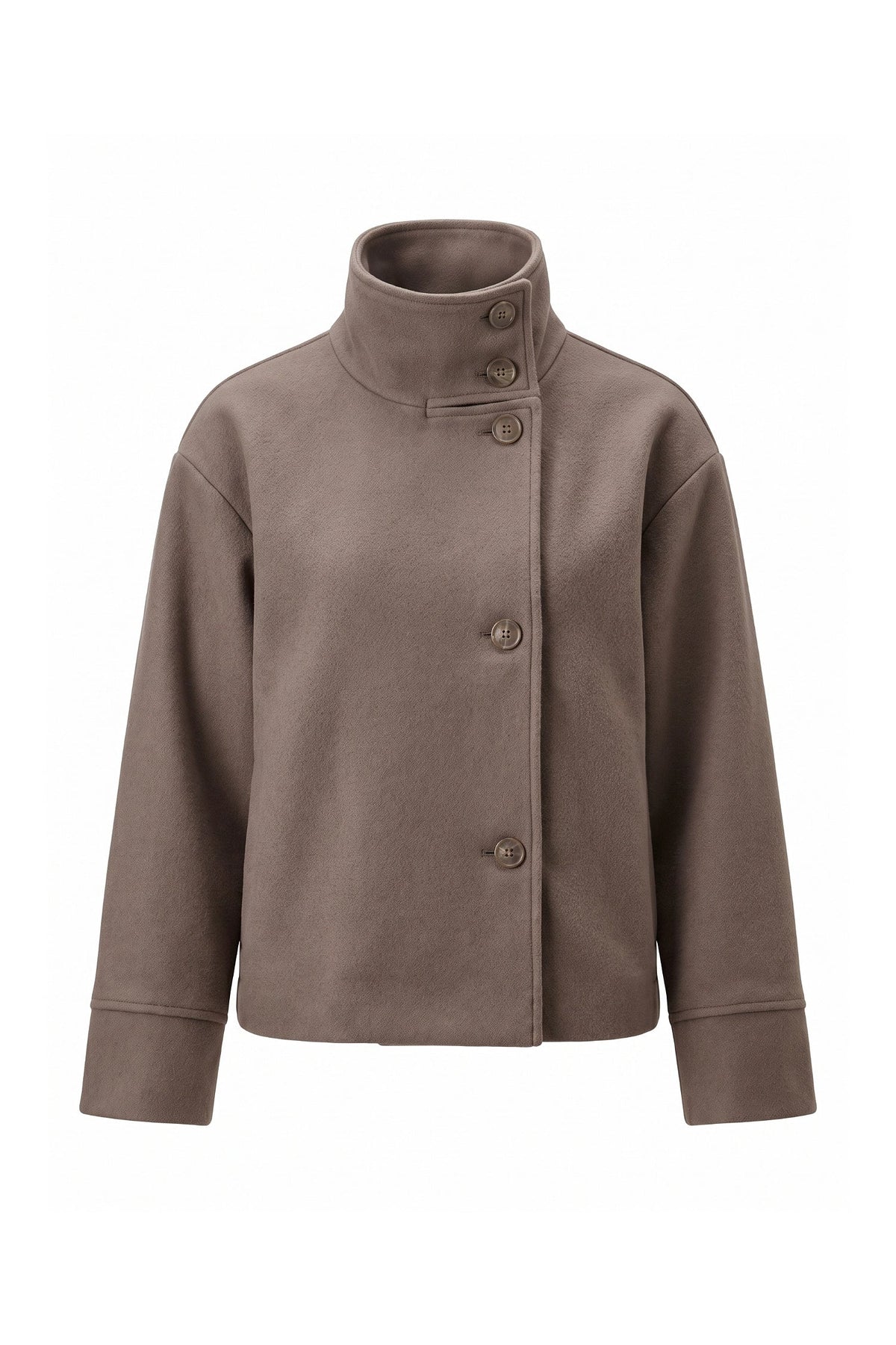Women's Short Wool Coat with Funnel Neck Design, view 10 of 20