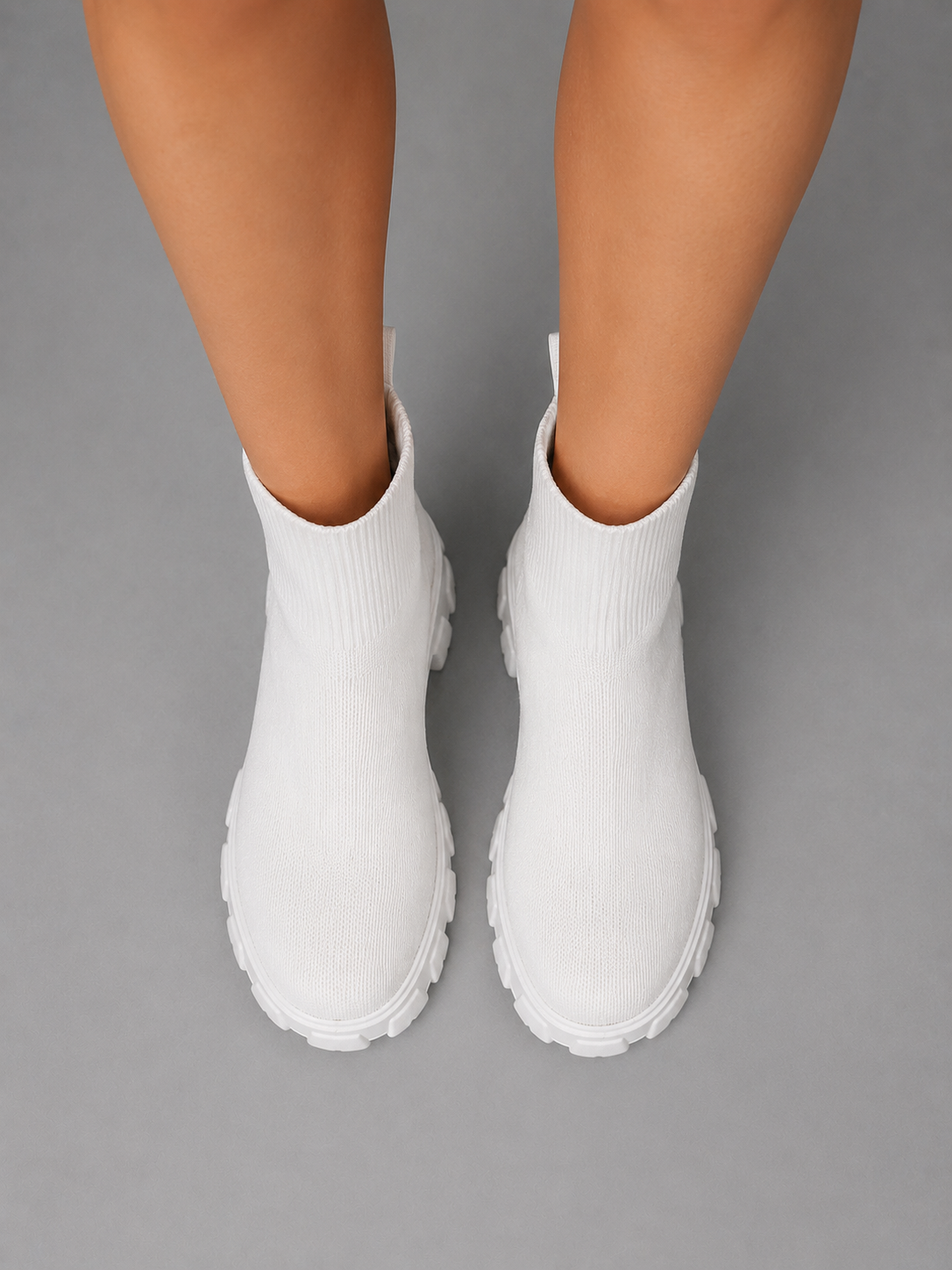 Alternate product view 3 of women's Sock Boots with ribbed stretch chunky sole.