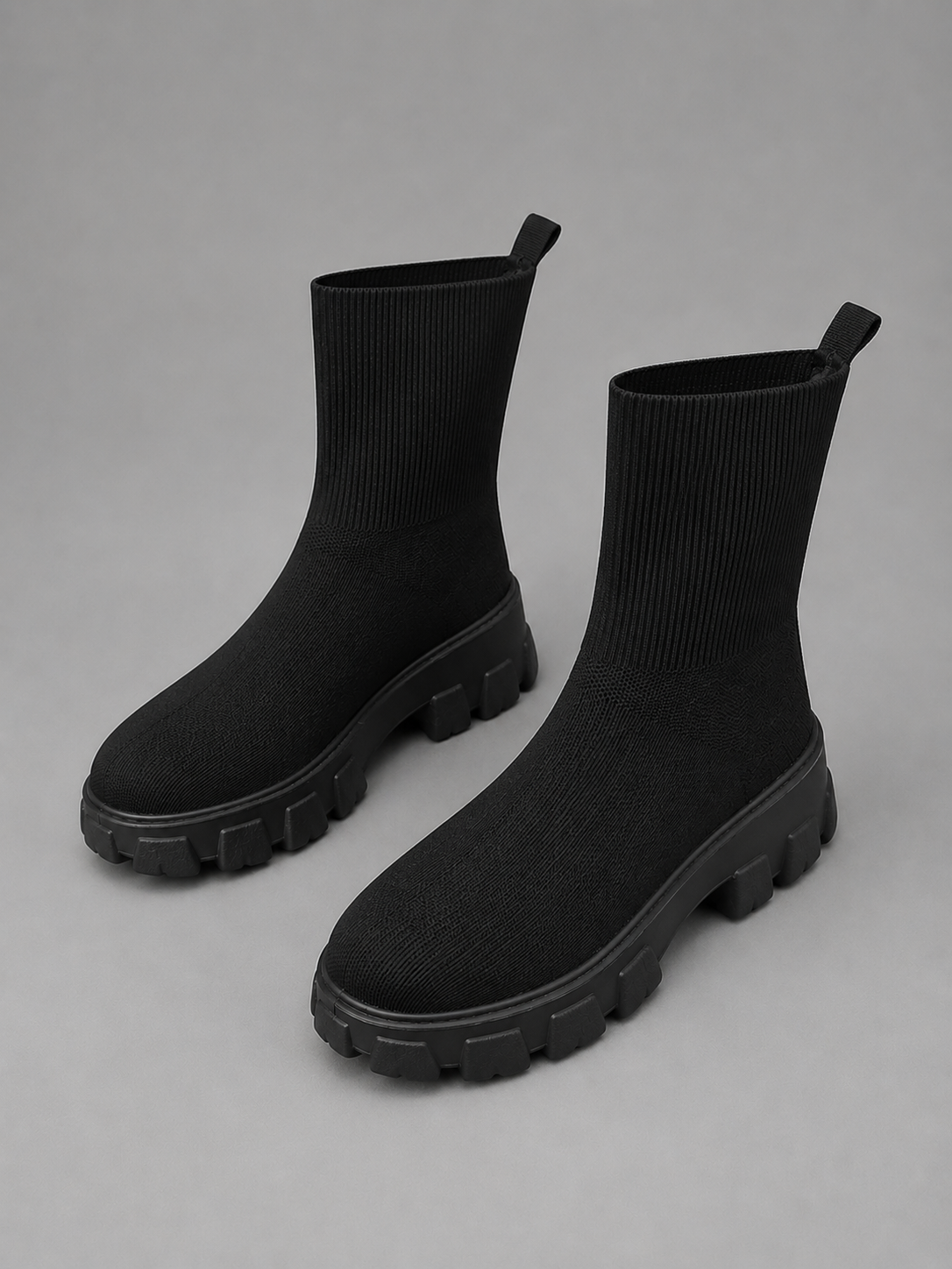 Alternate product view 4 of women's Sock Boots with ribbed stretch chunky sole.
