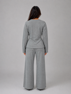 Women's soft lounge set, fitted top & wide leg trousers – product image 2