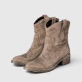Women's Suede Ankle Boots with side zip low block heel.