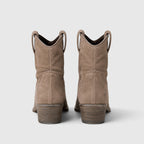 Alternate product view 3 of women's Suede Ankle Boots with side zip low block heel.