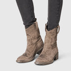 Alternate product view 4 of women's Suede Ankle Boots with side zip low block heel.