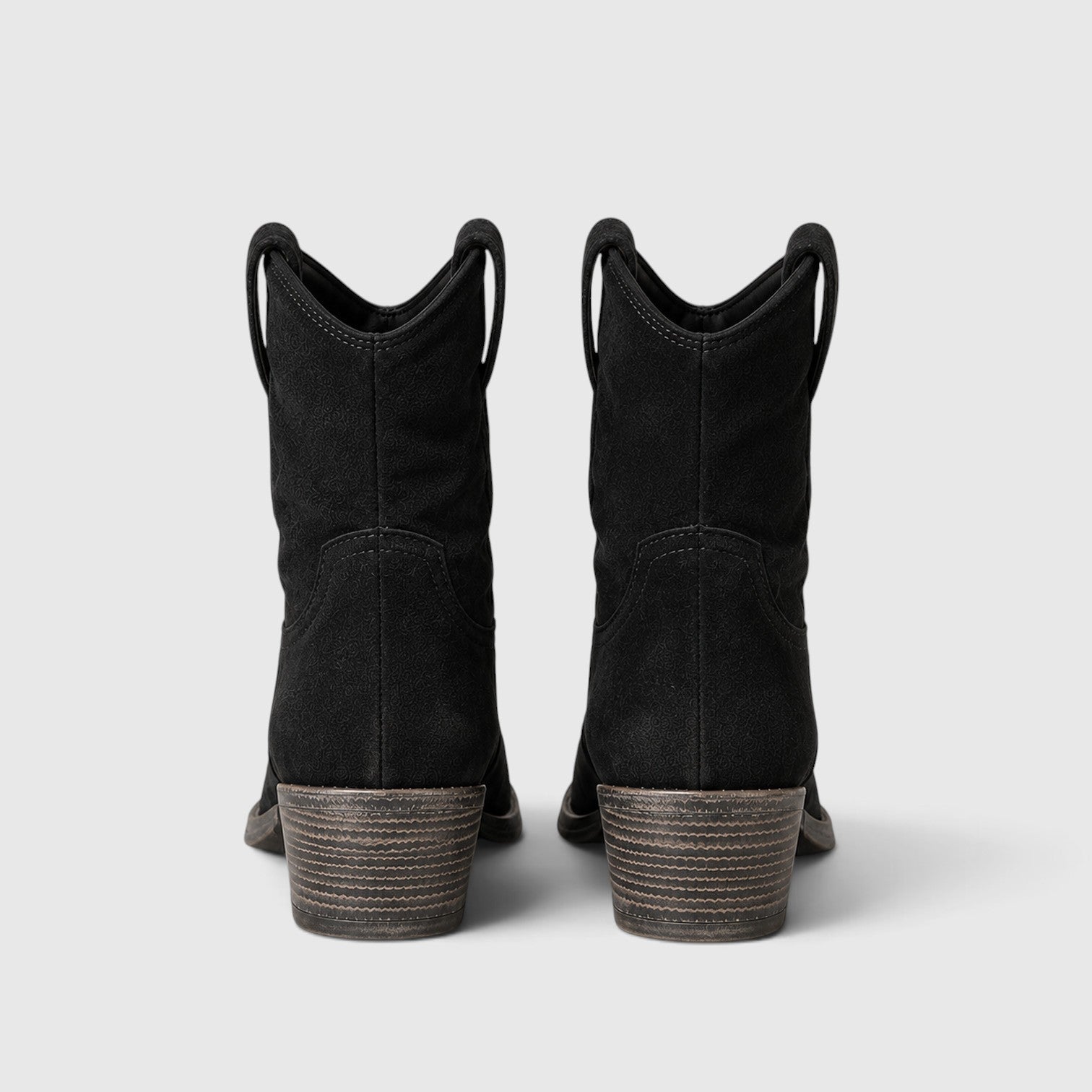 Alternate product view 7 of women's Suede Ankle Boots with side zip low block heel.