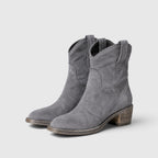 Alternate product view 9 of women's Suede Ankle Boots with side zip low block heel.