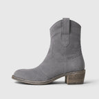 Alternate product view 10 of women's Suede Ankle Boots with side zip low block heel.