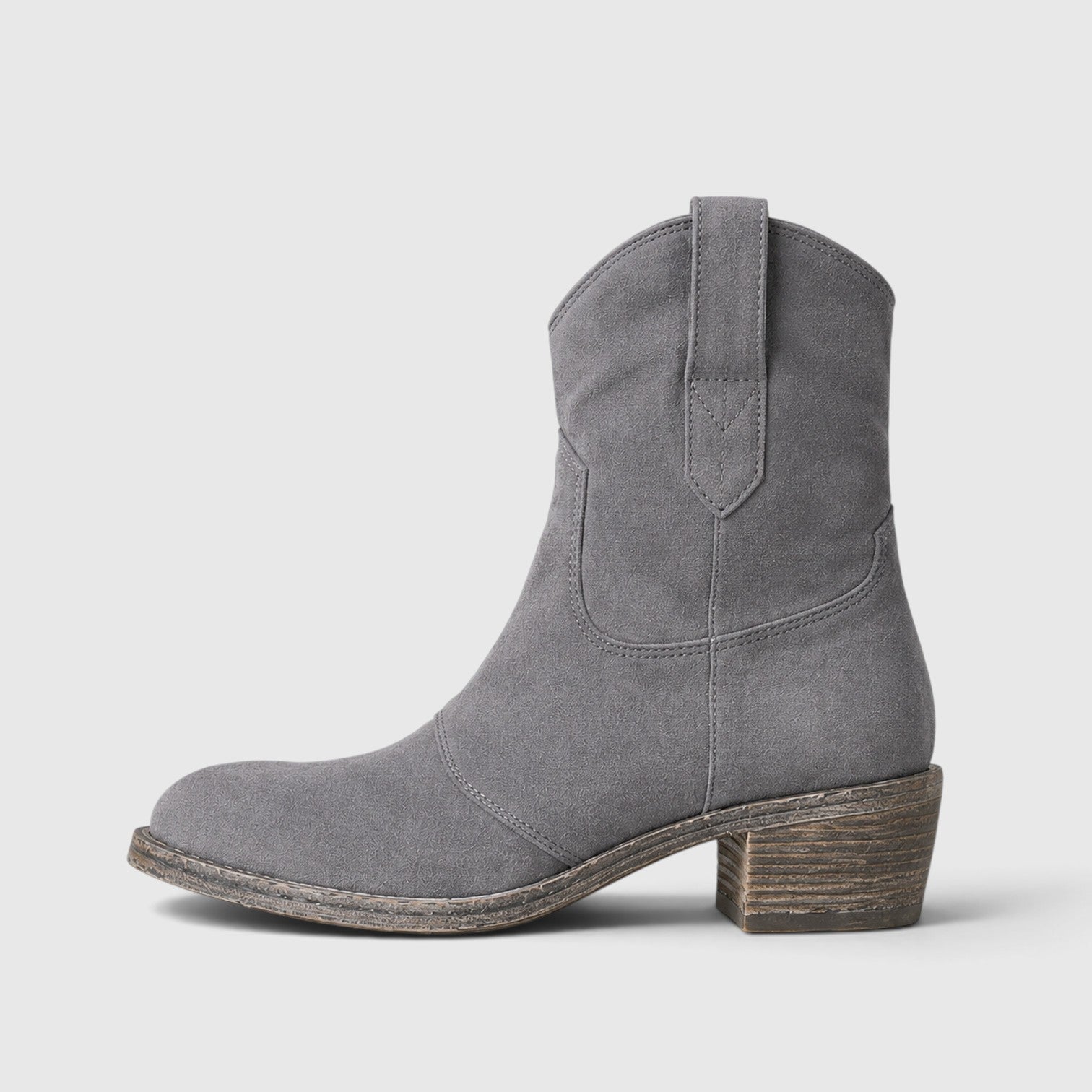 Alternate product view 10 of women's Suede Ankle Boots with side zip low block heel.