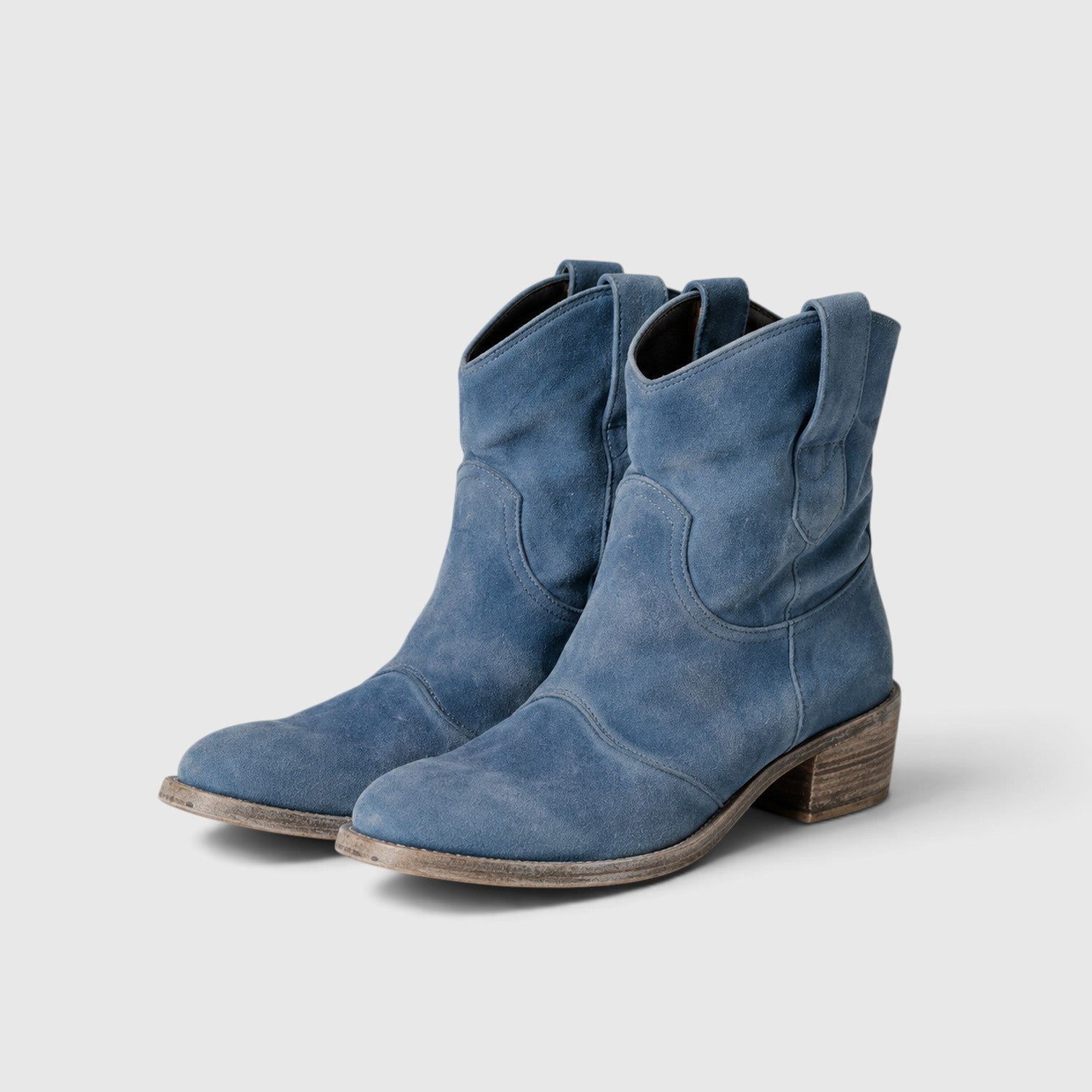 Alternate product view 13 of women's Suede Ankle Boots with side zip low block heel.
