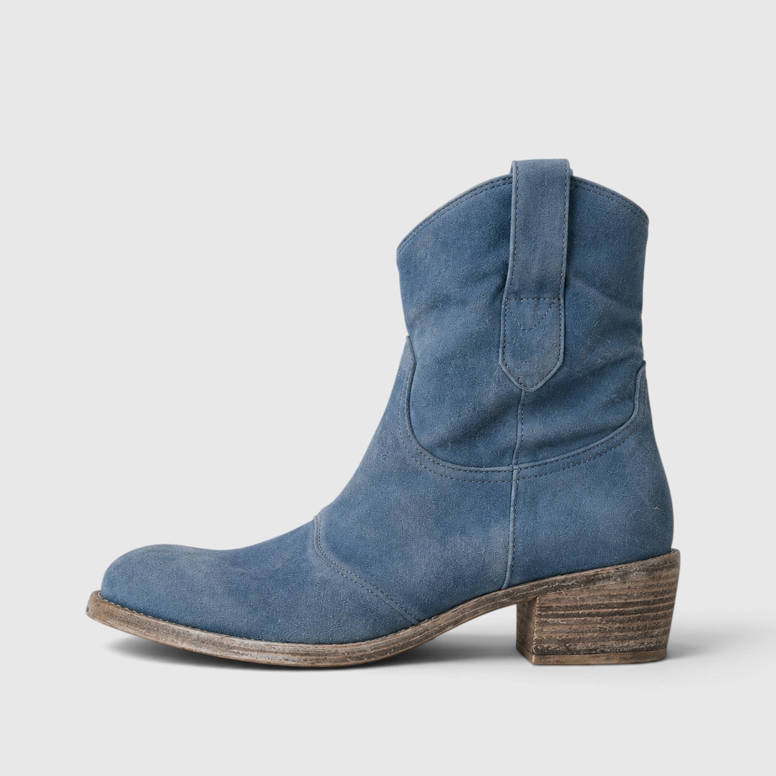 Alternate product view 14 of women's Suede Ankle Boots with side zip low block heel.