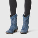 Alternate product view 16 of women's Suede Ankle Boots with side zip low block heel.