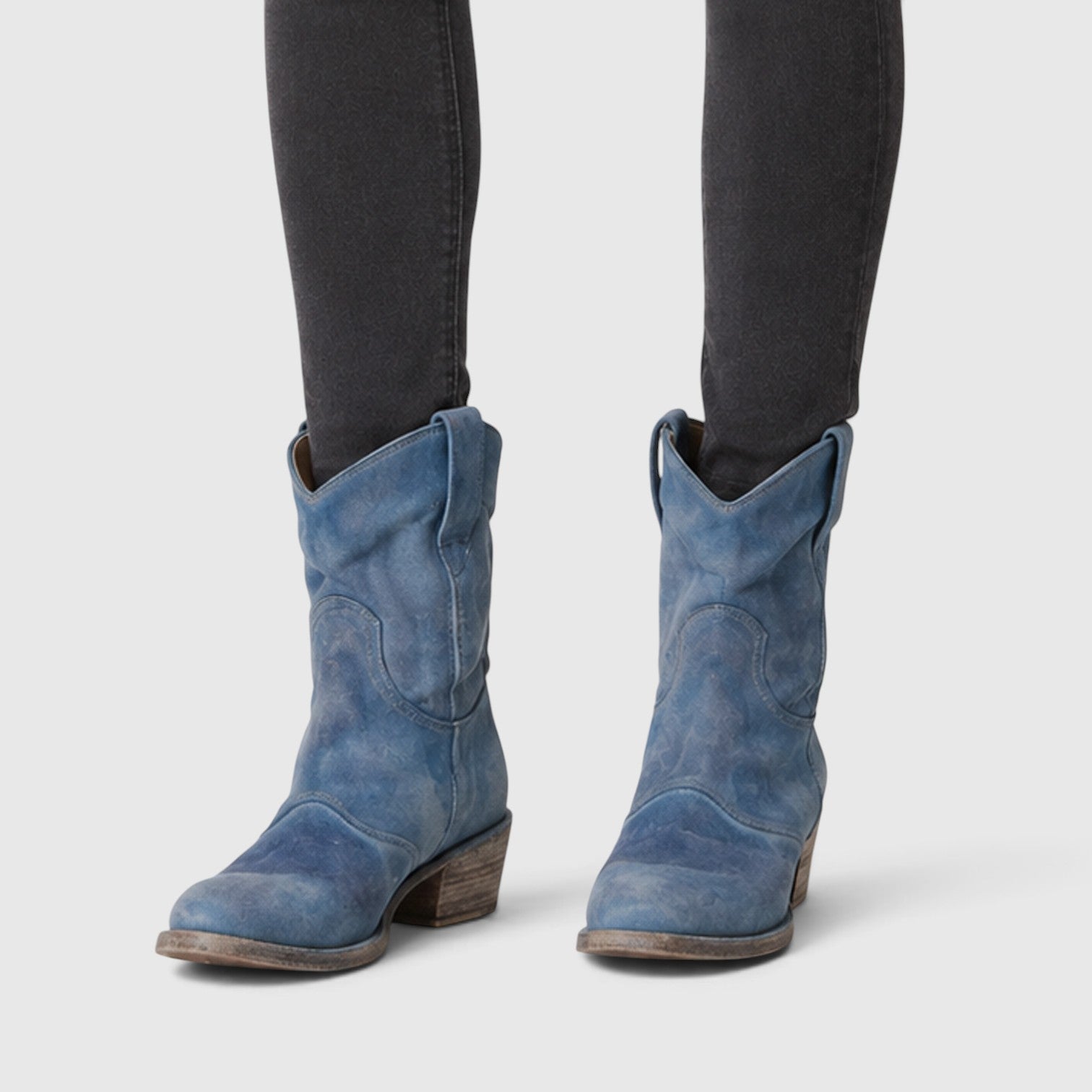 Alternate product view 16 of women's Suede Ankle Boots with side zip low block heel.