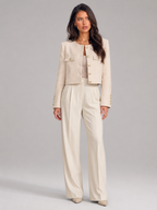 Women's Tweed Cropped Jacket with Gold Buttons, view 1 of 10