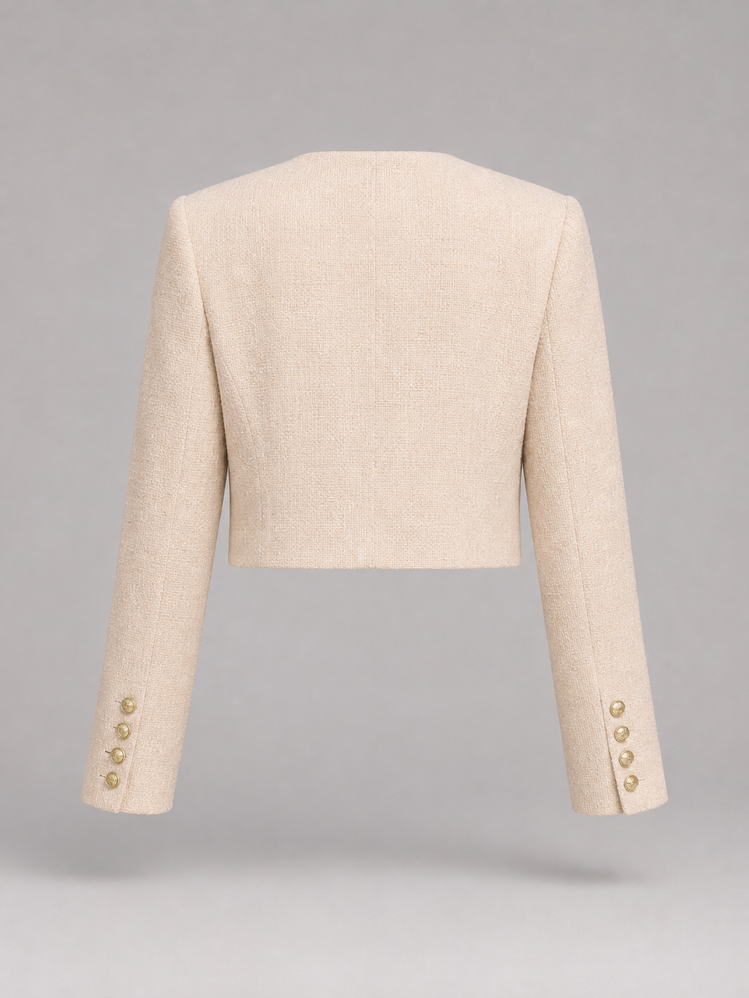 Women's Tweed Cropped Jacket with Gold Buttons, view 3 of 10