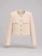 Women's Tweed Cropped Jacket with Gold Buttons, view 4 of 10