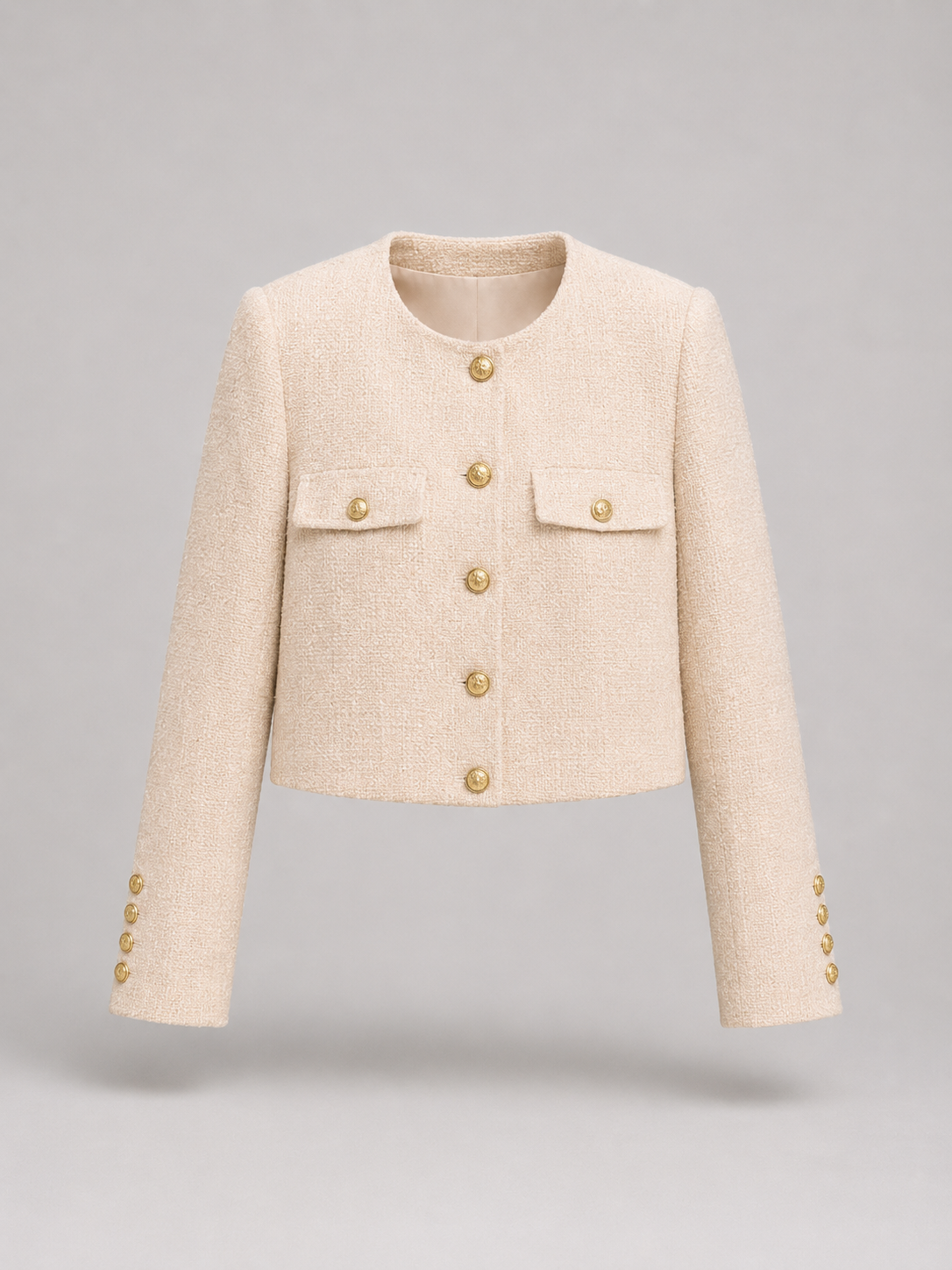 Women's Tweed Cropped Jacket with Gold Buttons, view 4 of 10