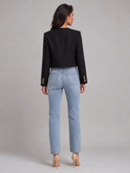 Women's Tweed Cropped Jacket with Gold Buttons, view 7 of 10