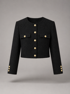 Women's Tweed Cropped Jacket with Gold Buttons, view 9 of 10