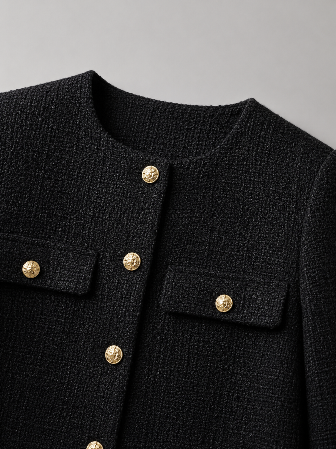 Women's Tweed Cropped Jacket with Gold Buttons, view 10 of 10