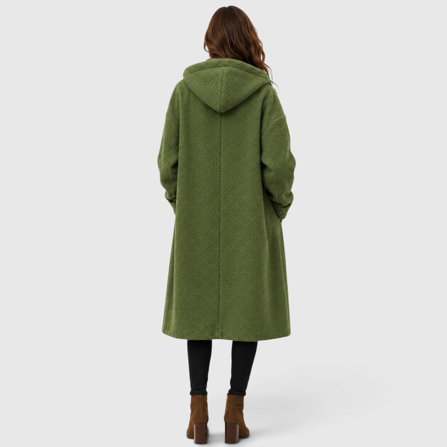 Alternate product view 3 of women's Tweed Wool Coat with button front textured design.
