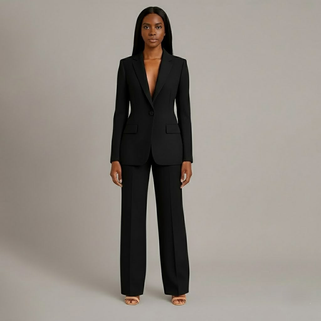 Women's Two-Piece Set with Blazer and Wide Leg Trousers, view 4 of 18