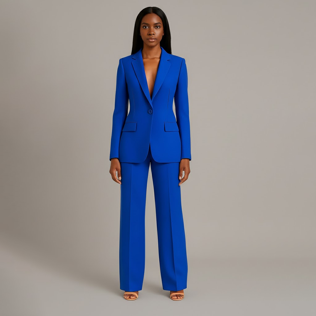 Women's Two-Piece Set with Blazer and Wide Leg Trousers, view 10 of 18