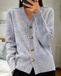 Women's V-Neck Cardigan with Heart Button Front, view 2 of 7
