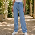 Women's Wide Leg Jeans with Cropped Denim Fit, view 1 of 5