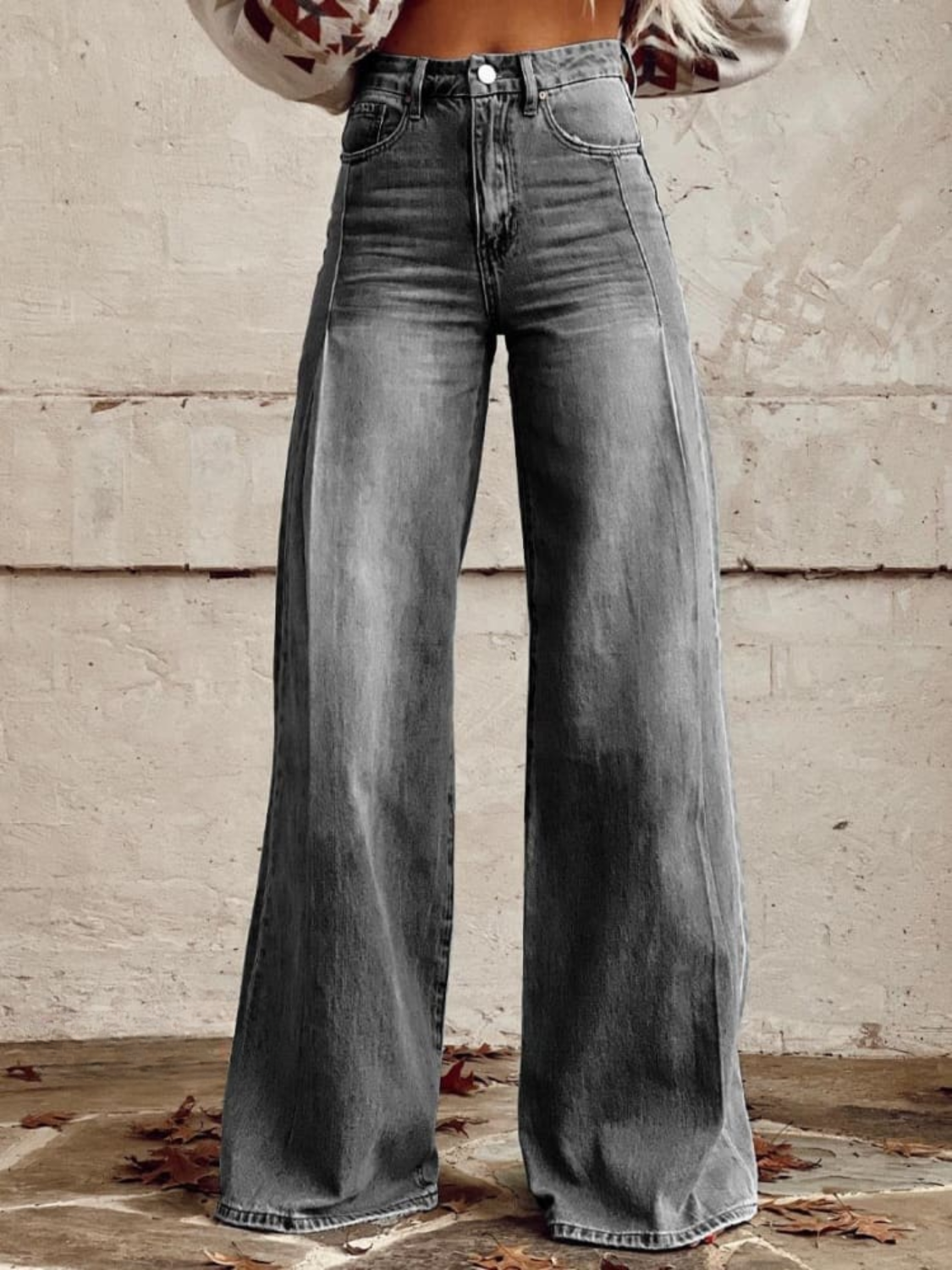 Women's Wide Leg Jeans with Relaxed High Waist Fit, view 2 of 3