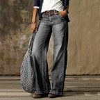 Women's Wide Leg Jeans with Vintage Wash Relaxed Fit, view 3 of 4