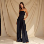 Women's Wide Leg Jumpsuit with Strapless Tailored Fit, view 2 of 9