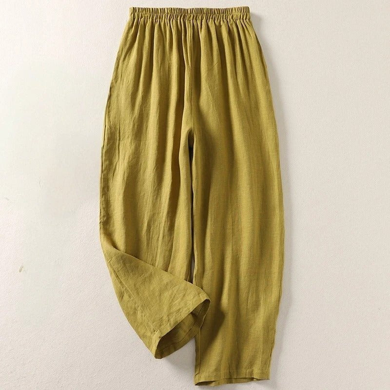Women's Wide Leg Trousers with High Waist Linen Look, view 2 of 5